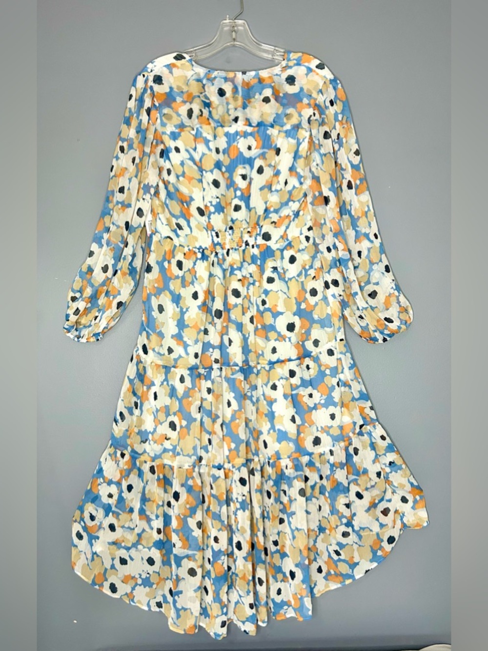 Joie Midi Dress Womens S Floral Chiffon Tiered Balloon Sleeve Cottagecore Flowy - Picture 6 of 16